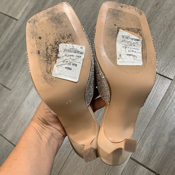 Steve Madden Nude Rhinestone Slip-On Heeled Sandals size 11 - Picture 5 of 9